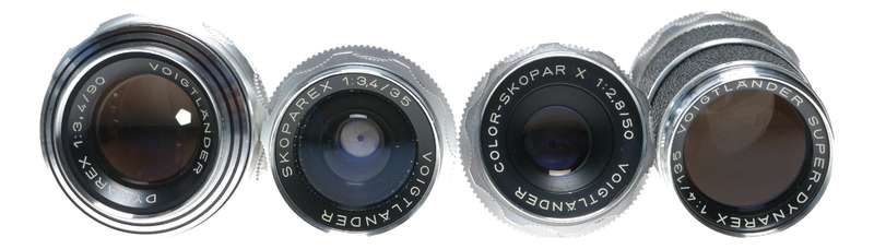 Voigtlander Bessamatic SLR 35mm film camera 4 lenses Dynarex set