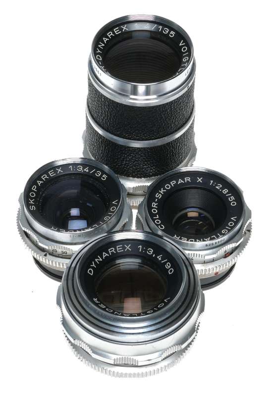 Voigtlander Bessamatic SLR 35mm film camera 4 lenses Dynarex set