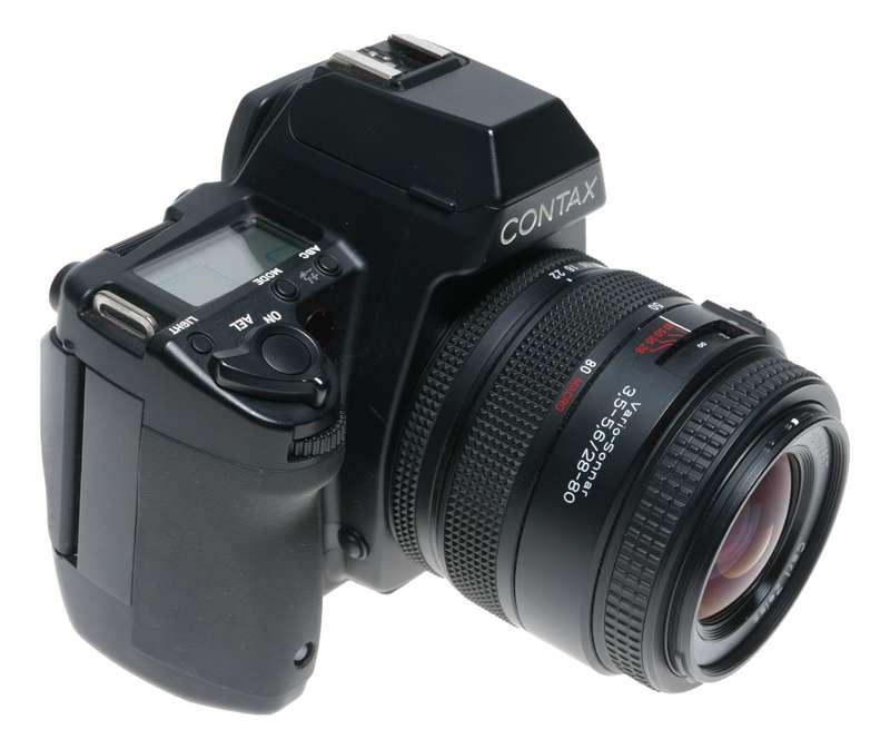 Contax NX film SLR camera Vario Sonnar 28-80mm Zoom lens vintage 35mm