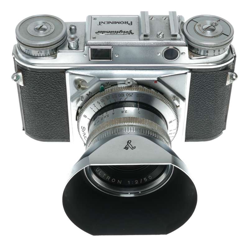 Voigtlander Ultron 2/50 mm vintage lens Prominent camera Proximeter hood set