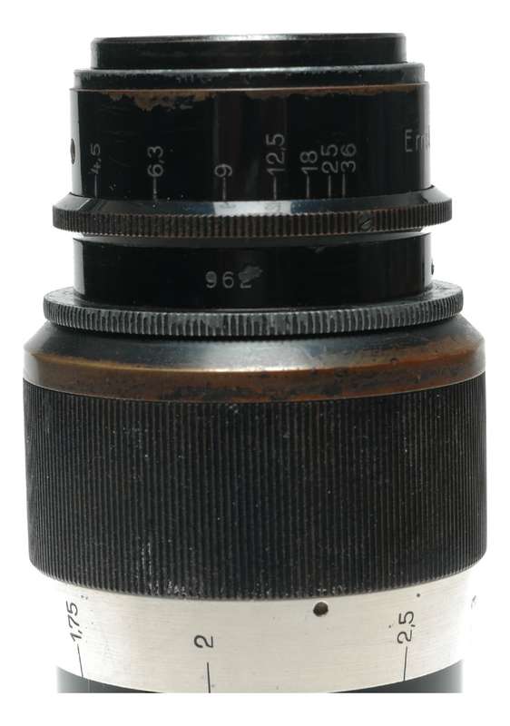 Leica Black Paint Pre war Elmar 135mm f4.5 lens # 962 with caps RF screw mount