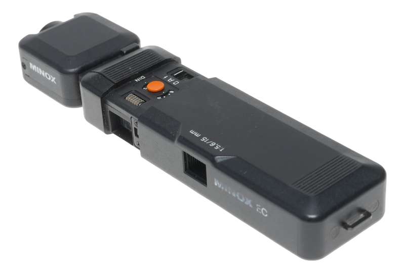 Minox EC black spy camera with flash accessory box and manual