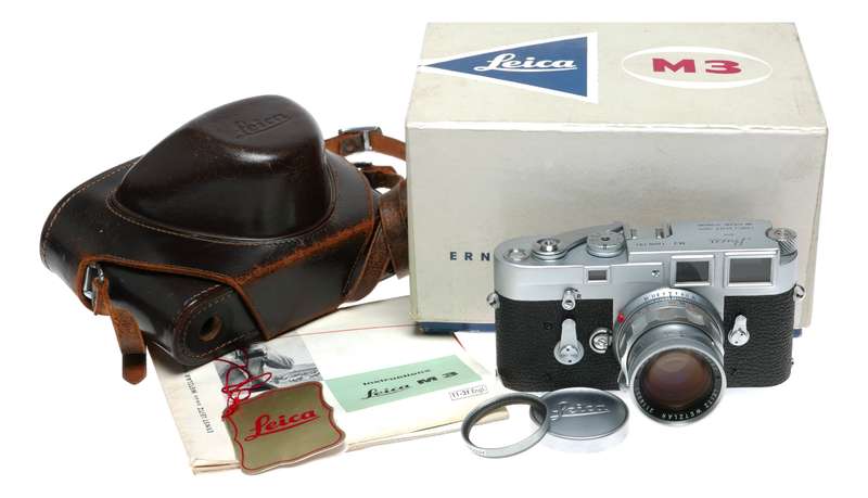 Leica M3 RF film camera Summicron 2/50mm vintage case filter caps box