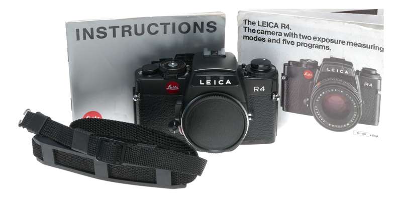 Leica R4 Black 35mm film camera body Leitz SLR strap and instruction manual