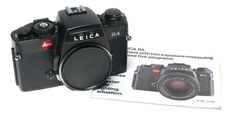 Leica R4 Black 35mm film camera body Leitz SLR strap and instruction manual
