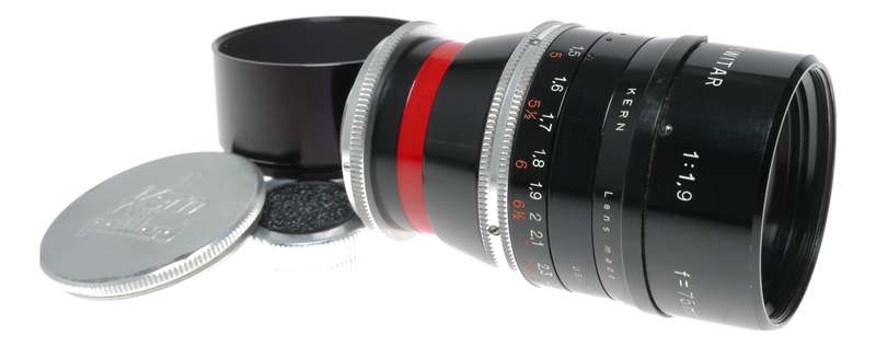Macro-Switar 1:1.9 f=75mm C-mount Cine lens 1.9/75 caps case hood set