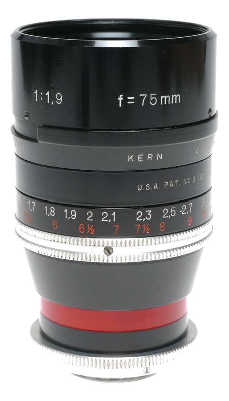 Macro-Switar 1:1.9 f=75mm C-mount Cine lens 1.9/75 caps case hood set