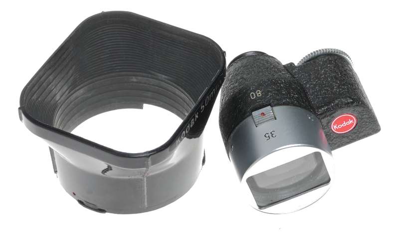 Kodak vintage camera parts viewfinder and a lens hood shade