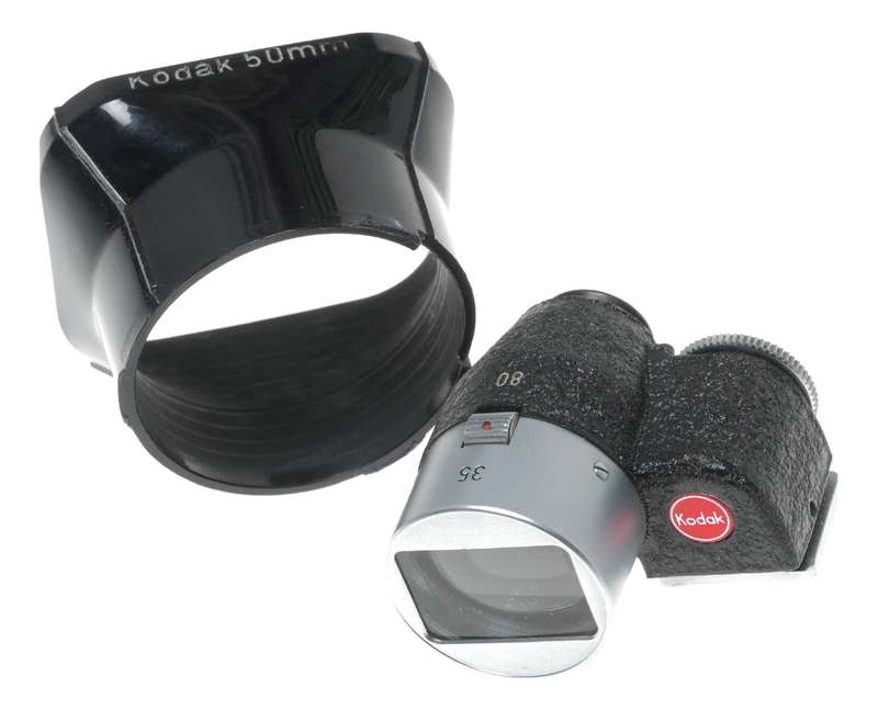 Kodak vintage camera parts viewfinder and a lens hood shade