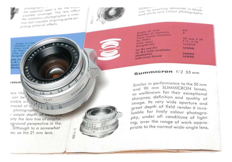 Leica Summicron 1:2/35 silver 8 element 35mm lens GERMANY M39 SAMWO