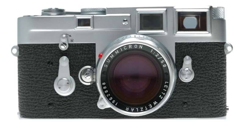 Leica M3 film camera Summicron 2/50 vented hood meter case pristine