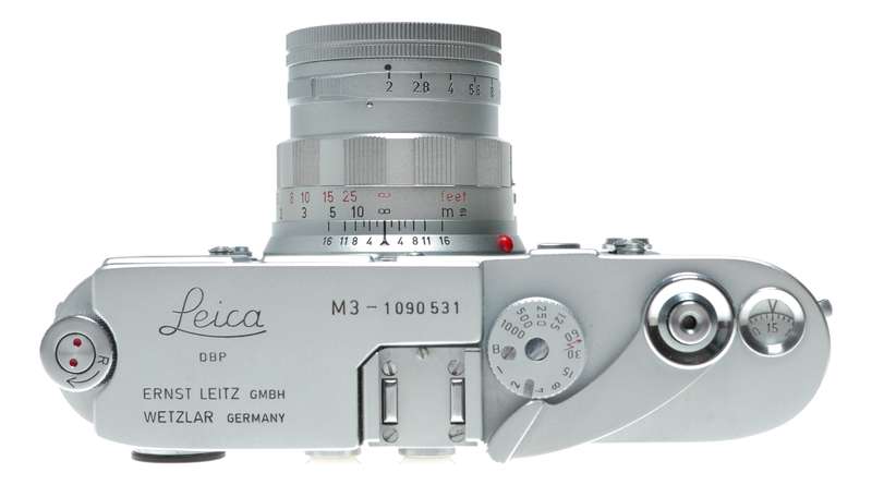 Leica M3 film camera Summicron 2/50 vented hood meter case pristine