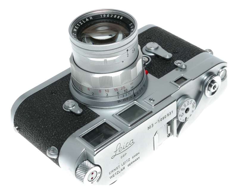 Leica M3 film camera Summicron 2/50 vented hood meter case pristine
