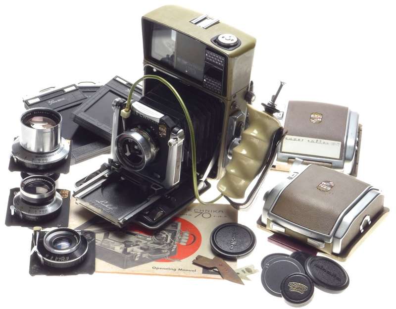 LINHOF Technika 70 Press vintage 6x9 camera 4 schneider lenses 3 roll backs used
