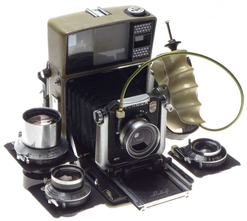 LINHOF Technika 70 Press vintage 6x9 camera 4 schneider lenses 3 roll backs used