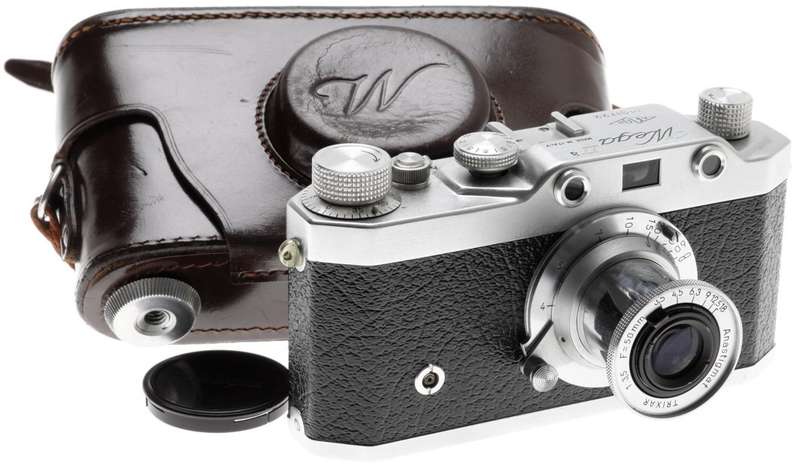 A.F.I.O.M. ITALY WEGA IIa VERY RARE LEICA COPY RANGEFINDER CAMERA TRIXAR 3.5/50