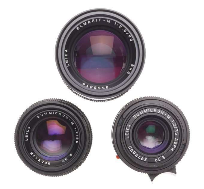 Leica Summicron-M 2/35, 50mm, Elmarit-M 2.8/90mm camera lenses filters