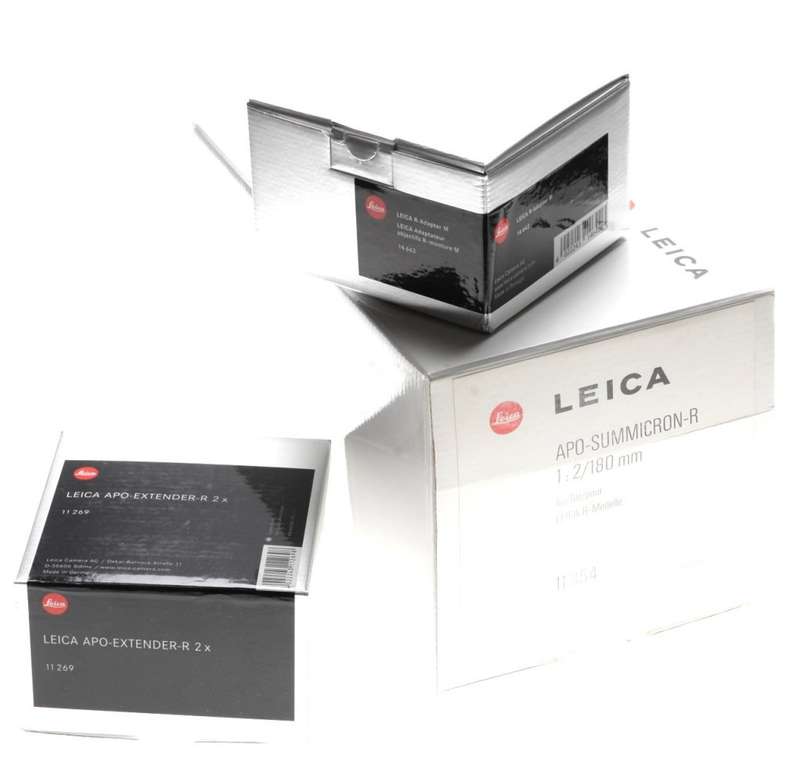 Leica Apo-Summicron-R 1:2/180mm 11354 rare lens Extender 2x R adapter M Box kit