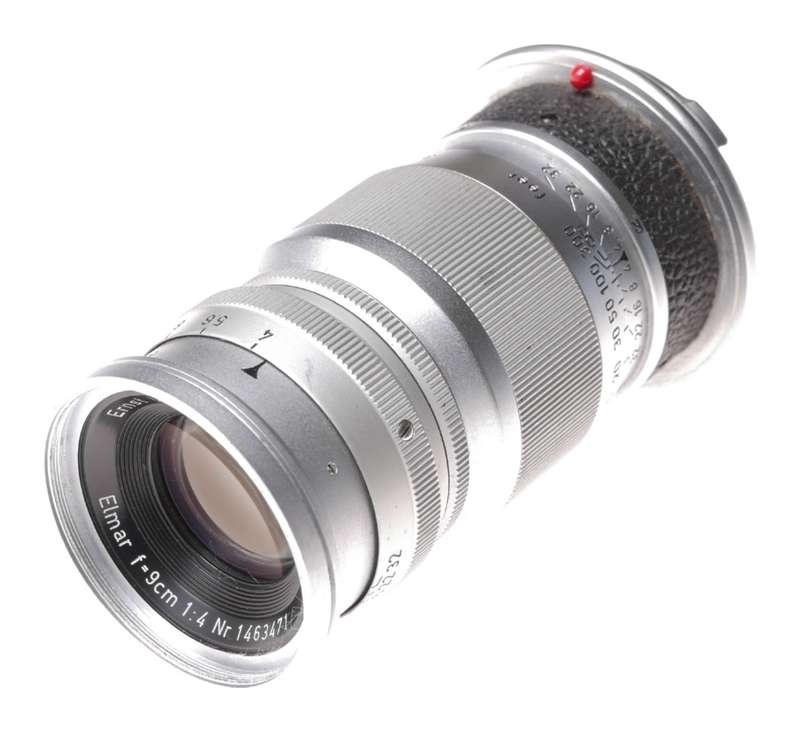 Leica m mount Elmar f=9cm 1:4 camera lens cap Leitz chrome 1:4/90mm
