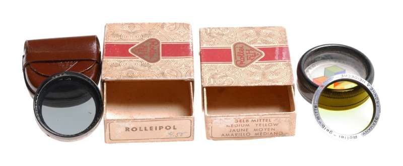 Rolleiflex Rolleipol Polaroid filter Rollei-Gelb Yellow filter boxed case set