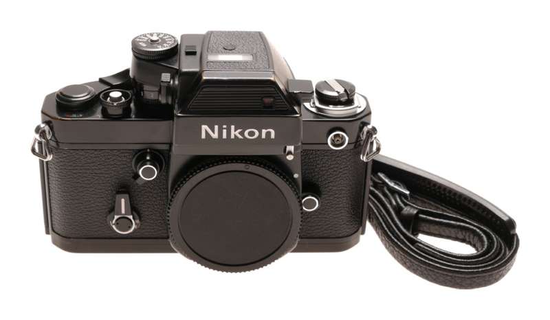 Nikon Black F2 SLR analog camera 35mm film body cap and strap only