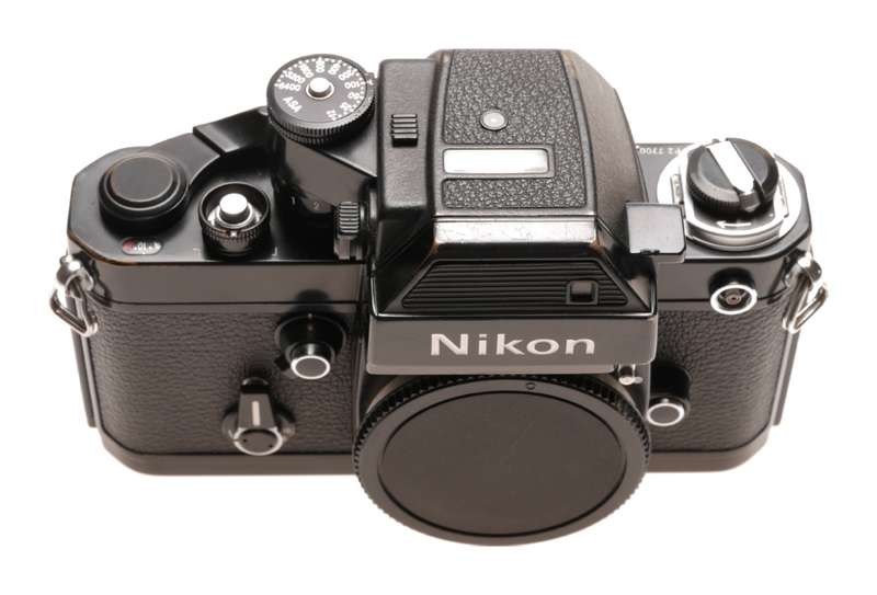 Nikon Black F2 SLR analog camera 35mm film body cap and strap only
