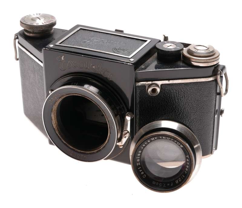 Exakta black medium format vintage camera Tessar 2.8 f=7.5cm Meyer 1:2.8/75mm