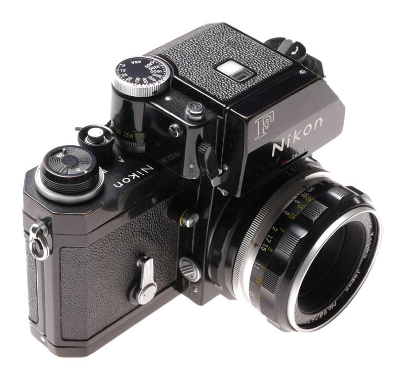 Nikon F Black SLR film camera clean condition Nikkor-H 1:2 f=50mm