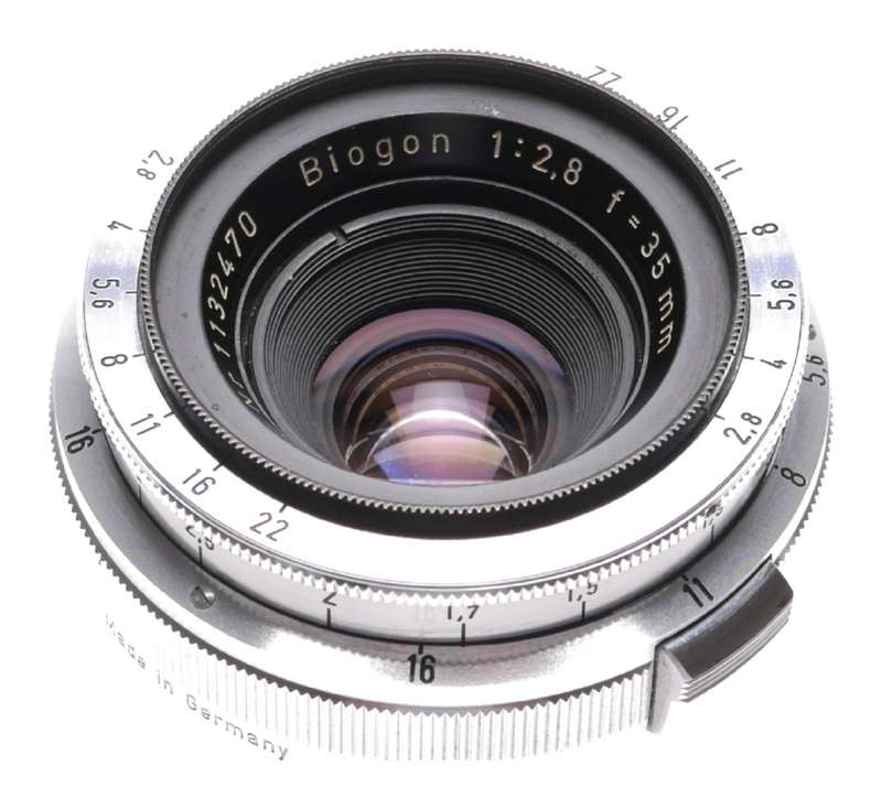 Zeiss Opton Biogon 1:2.8 f=35mm Contax RF chrome rare coated lens