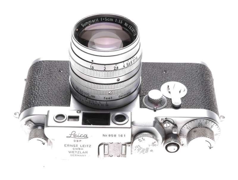 Leica IIIg camera with Summarit f=5cm 1.5 chrome coated lens 1.5/50 vintage film