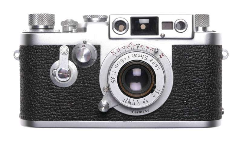 Leica IIIg camera with Elmar 3.5 f=5cm chrome coated lens 3.5/50mm Excellent