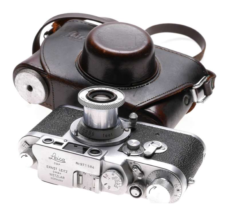 Leica IIIg camera with Elmar 3.5 f=5cm chrome coated lens 3.5/50mm Excellent
