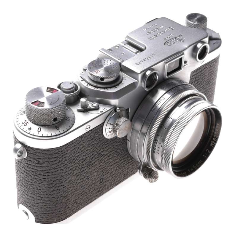 Leica IIIf chrome 35mm rangefinder camera Summitar f=5cm 1:2 lens 2/50 coated