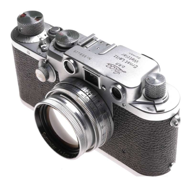 Leica IIIf chrome 35mm rangefinder camera Summitar f=5cm 1:2 lens 2/50 coated