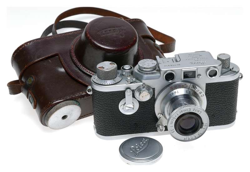 Leica IIIf film camera LTM red dial self timer red scale Elmar 3.5/50 mm lens