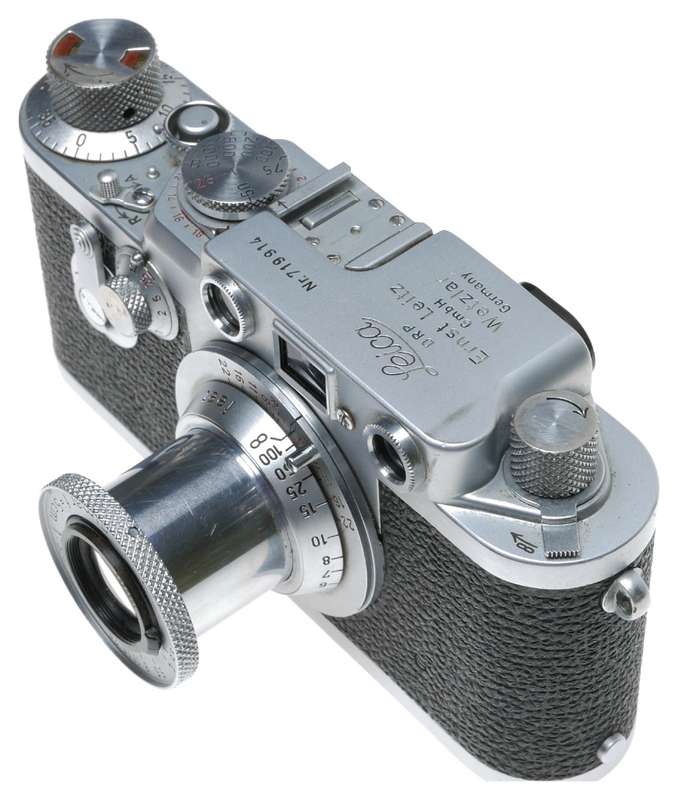 Leica IIIf film camera LTM red dial self timer red scale Elmar 3.5/50 mm lens