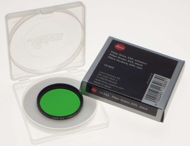 LEICA 13063 camera lens filter Green Gn E39 fits f2 Summicron 50mm E 39 Mint Box