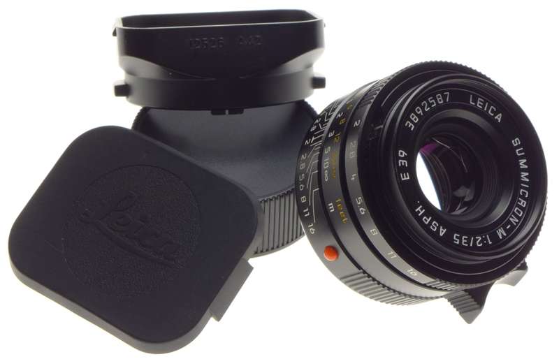 LEICA Summicron-M 1:2/35 ASPH. E39 f=35mm Wide angle camera lens caps hood BOKEH