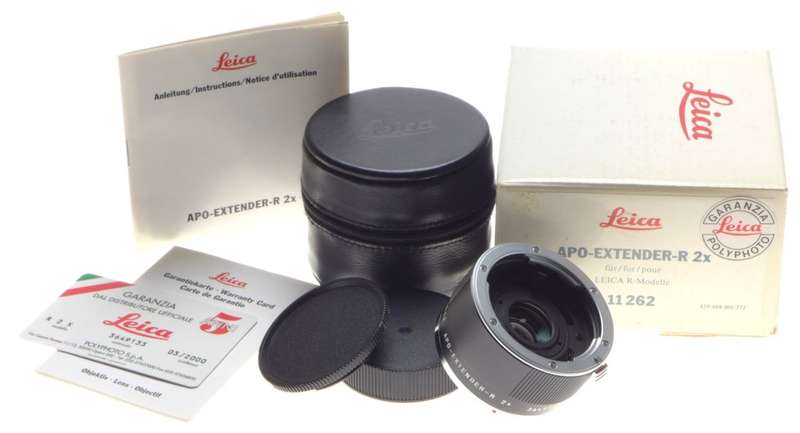 11262 LEICA APO-EXTENDER-R 2x converter SLR camera lens MINT boxed caps papers