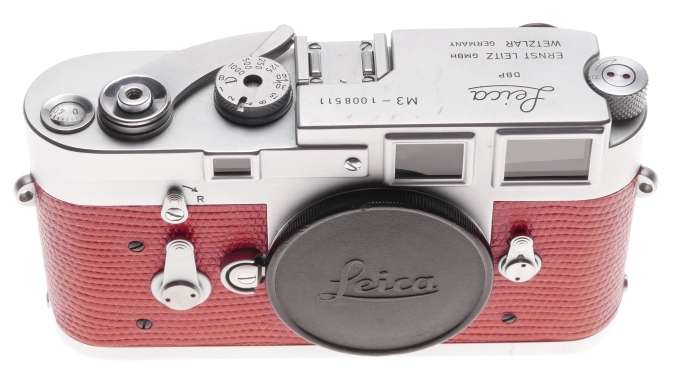 Leica M3 Just Serviced Rangefinder 35mm film camera body re skinned Red #1008511