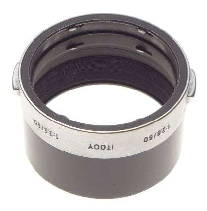 Leitz Snap on Leica chrome 3.5/50mm black camera lens hood shade ITOOY f=50mm