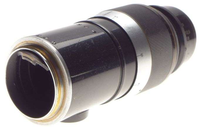 Paint Black Leitz Pre-war Leica 13.5cm f4.5 Screw mount lens with caps #240015