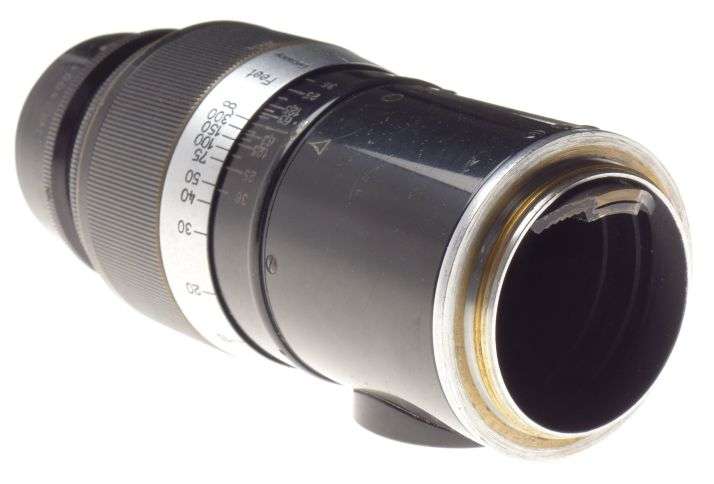 Paint Black Leitz Pre-war Leica 13.5cm f4.5 Screw mount lens with caps #240015