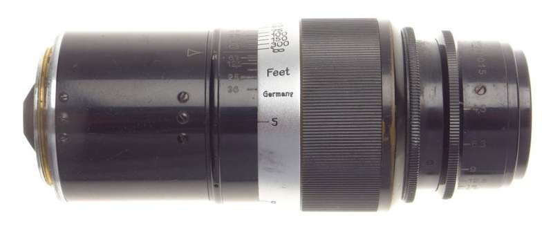 Paint Black Leitz Pre-war Leica 13.5cm f4.5 Screw mount lens with caps #240015