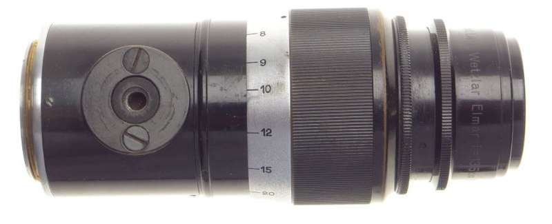 Paint Black Leitz Pre-war Leica 13.5cm f4.5 Screw mount lens with caps #240015