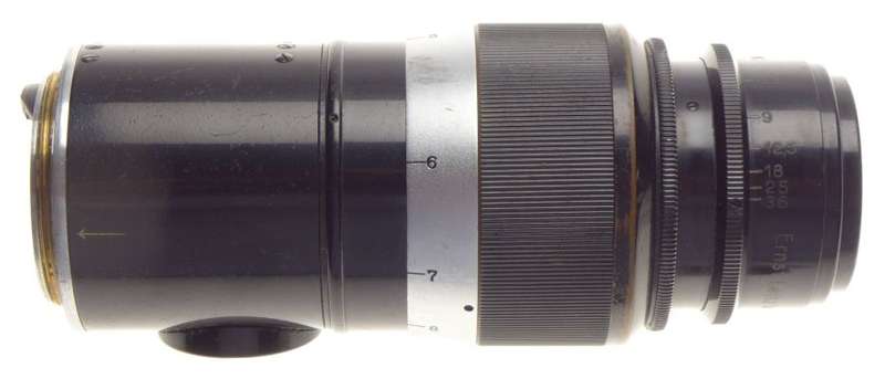 Paint Black Leitz Pre-war Leica 13.5cm f4.5 Screw mount lens with caps #240015
