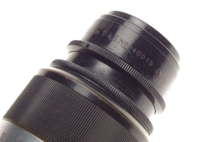 Paint Black Leitz Pre-war Leica 13.5cm f4.5 Screw mount lens with caps #240015