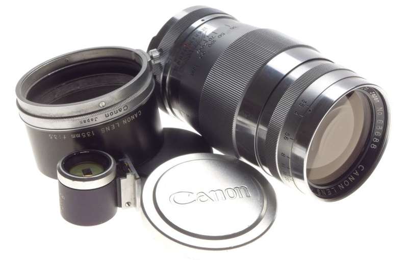 LEICA 39mm screw mount steel canon lens 13.5cm f=3.5 clean optics 3.5/135mm kit
