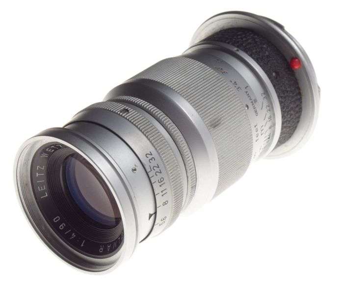 Leica M bayonet mount F4 Elmar 9cm Chrome Mint- 4/90 cap leitz original optics