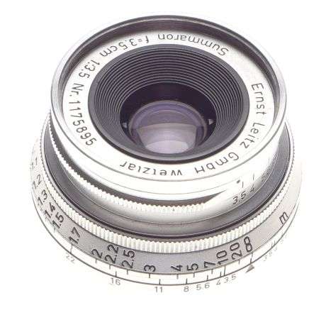 Mint- f3.5 Summaron coated lens f=3.5cm with hood and Leica caps 3.5/35mm wide